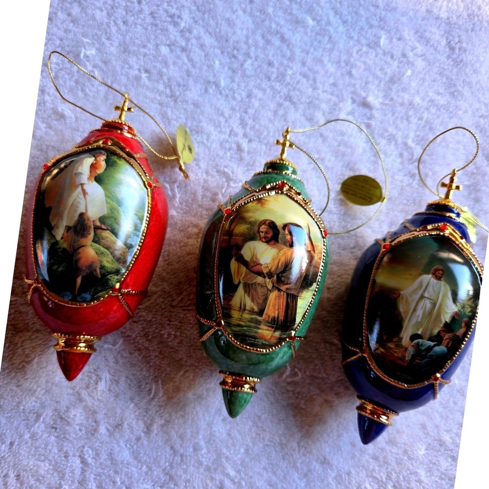 Bradford Editions Porcelain Ornaments Set 3 Multi Excellent Greg Olsen 2001